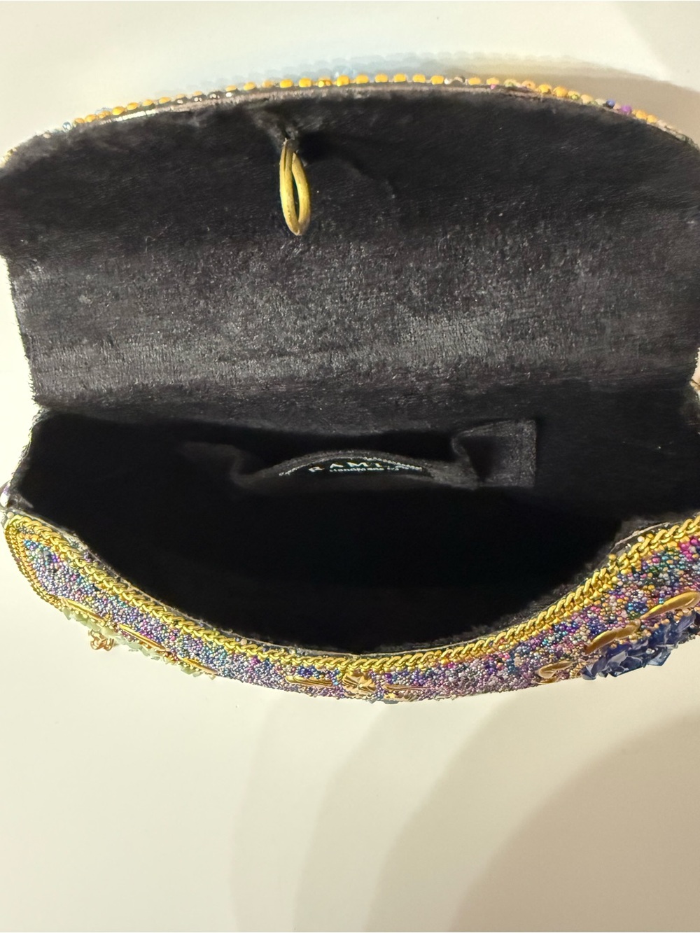 Ramla Moroccan Handmade Beaded Mosaic Half Moon Crossbody Evening Clutch Bag - Picture 8 of 8